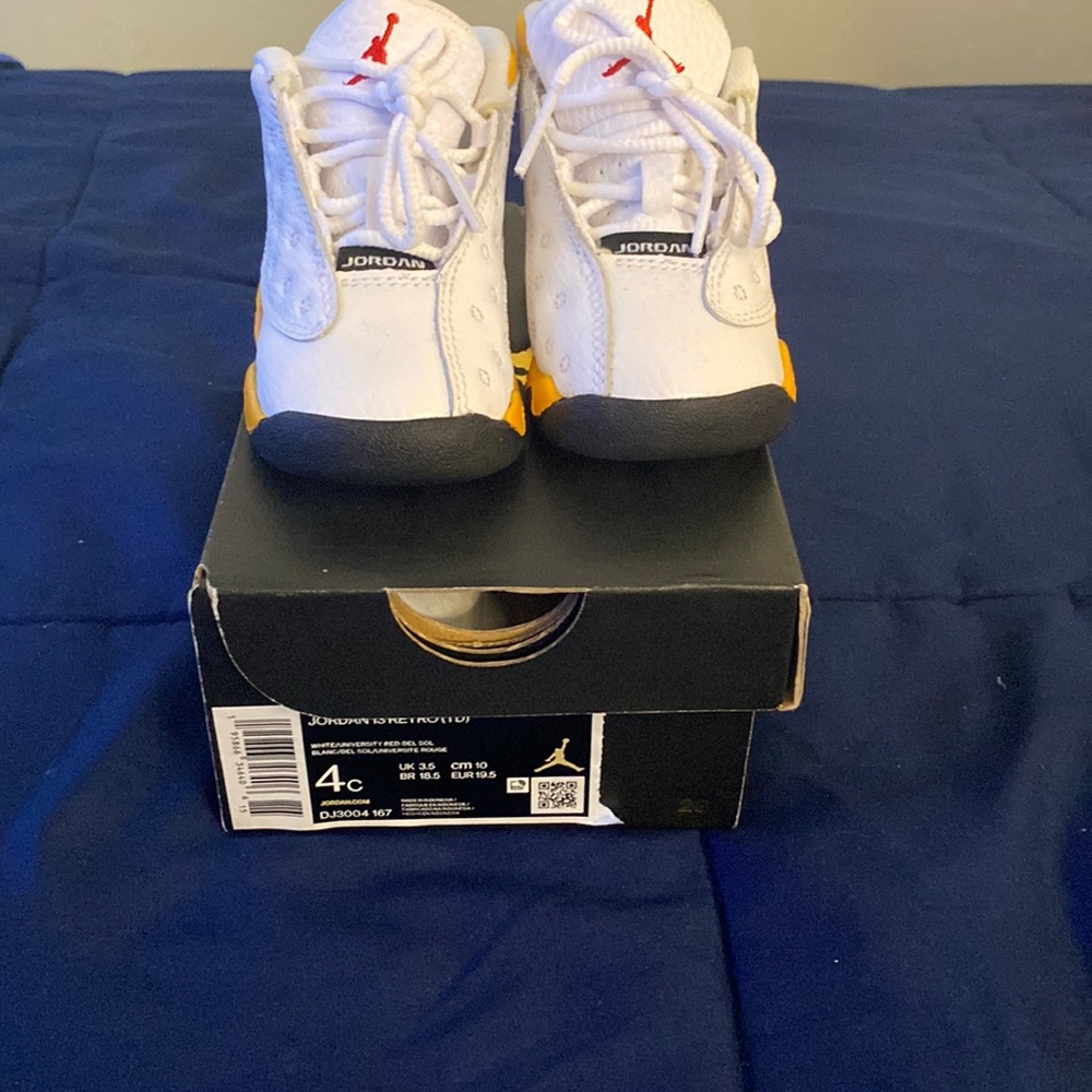 Toddler Jordan 13 White, yellow, red and black